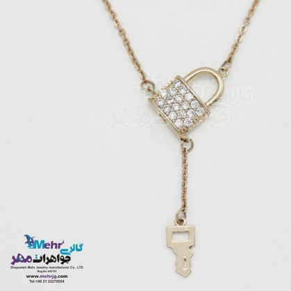Gold Necklace - Lock and Key Design-MM0348